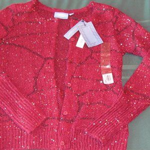 NWT- Simply Vera XS Jrs/ladies Burgundy Button-up Sequins Cardigan Sweater